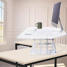White | Place this desk converter depicted in white on a corner surface to maximize your space.