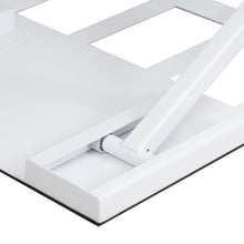 White | Easy glide tracks with a white powder coat finish make for a smooth sit to stand transition.