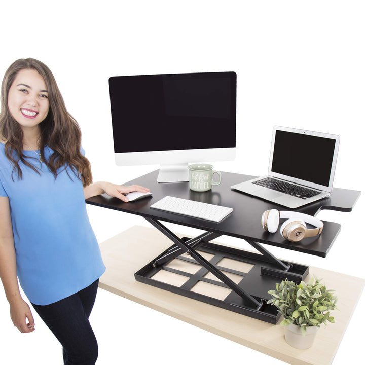 X-elite Premier Corner Standing Desk Converter With Pneumatic
