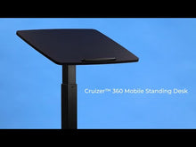 Black | Video of the Cruizer™ 360 Mobile Standing Desk with Tilting Desktop and Portable Podium by Stand Steady.